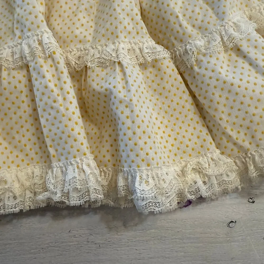 Vintage Mini world girls yellow polka dot dress‎ 9-12 months